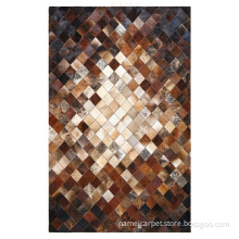 Brown design Real cowhide patchwork leather carpet rugs